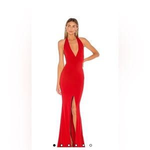 Illegal Halter Gown in Red Nookie